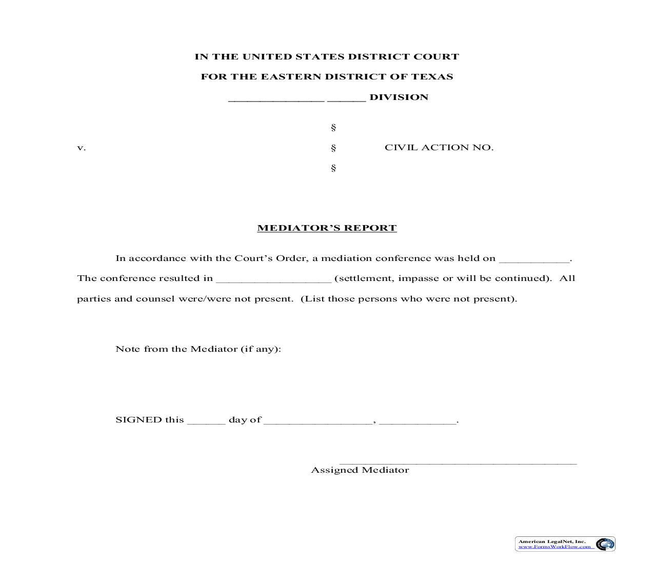 Mediators Report | Pdf Fpdf Doc Docx | Texas