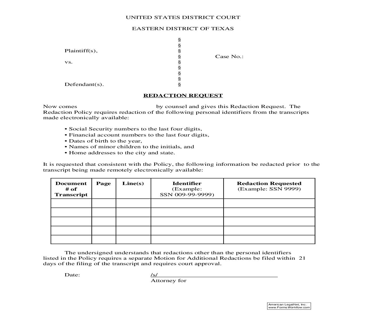 Redaction Request | Pdf Fpdf Doc Docx | Texas