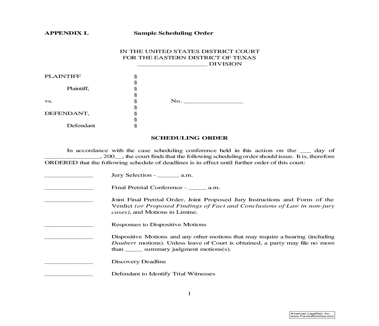 Scheduling Order | Pdf Fpdf Doc Docx | Texas