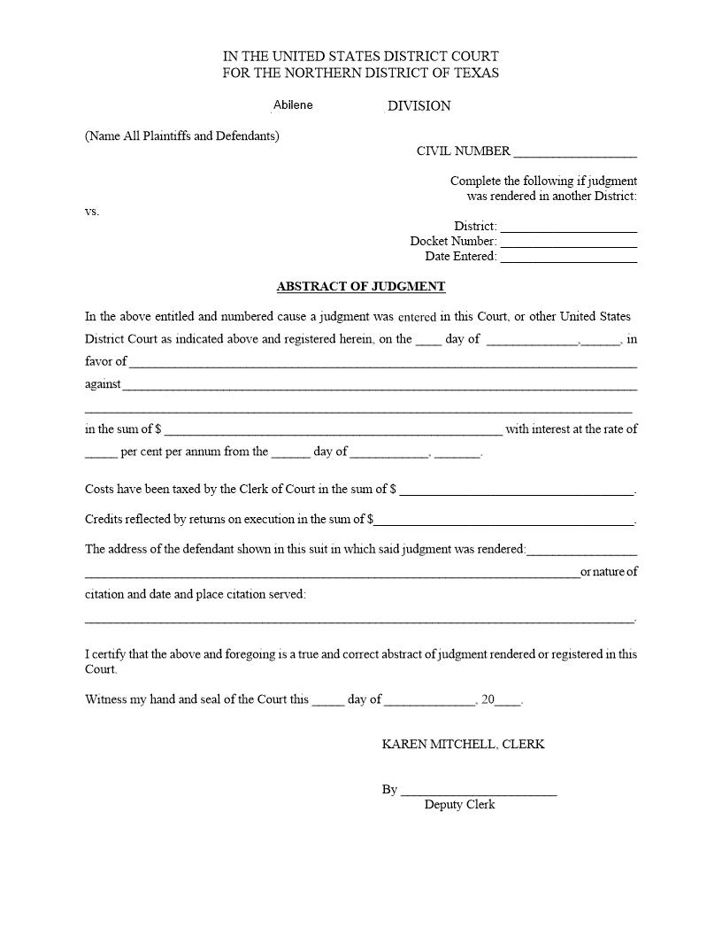 Abstract Of Judgment | Pdf Fpdf Doc Docx | Texas