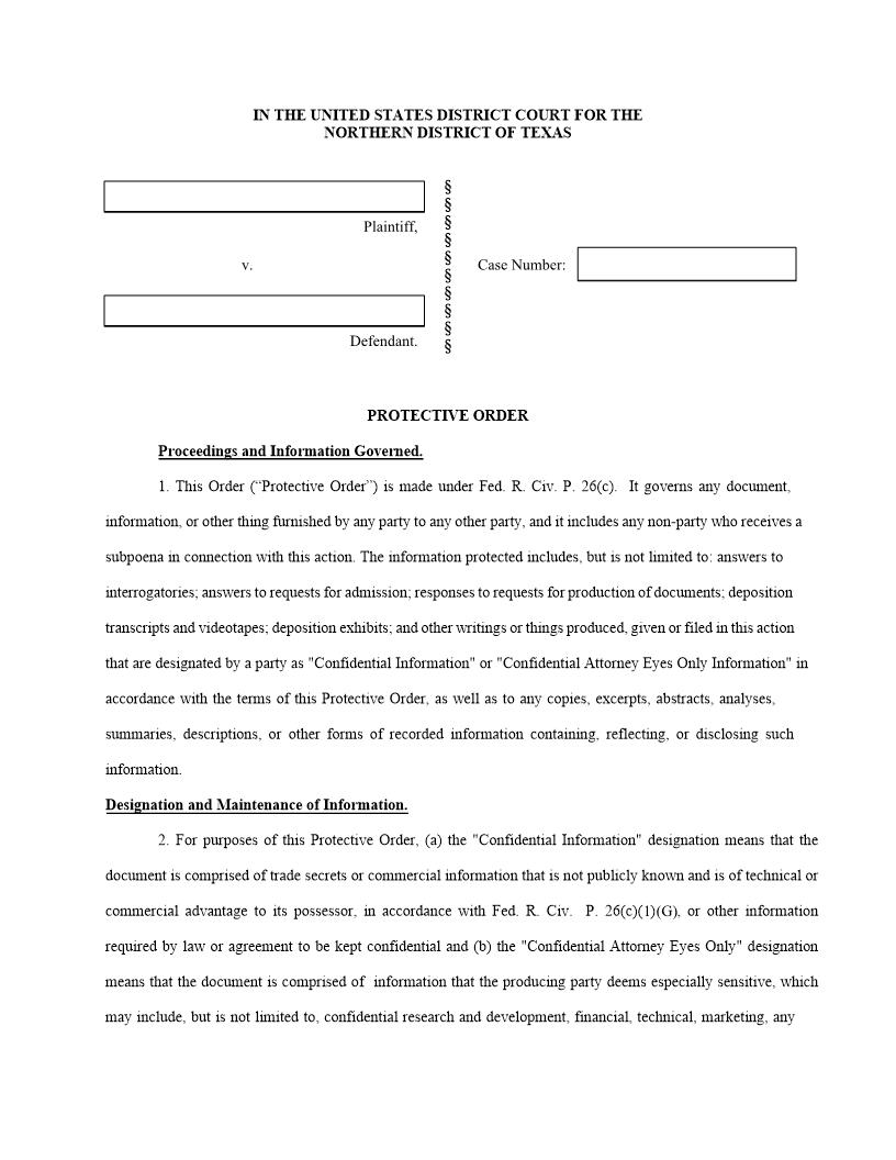 Protective Order | Pdf Fpdf Doc Docx | Texas