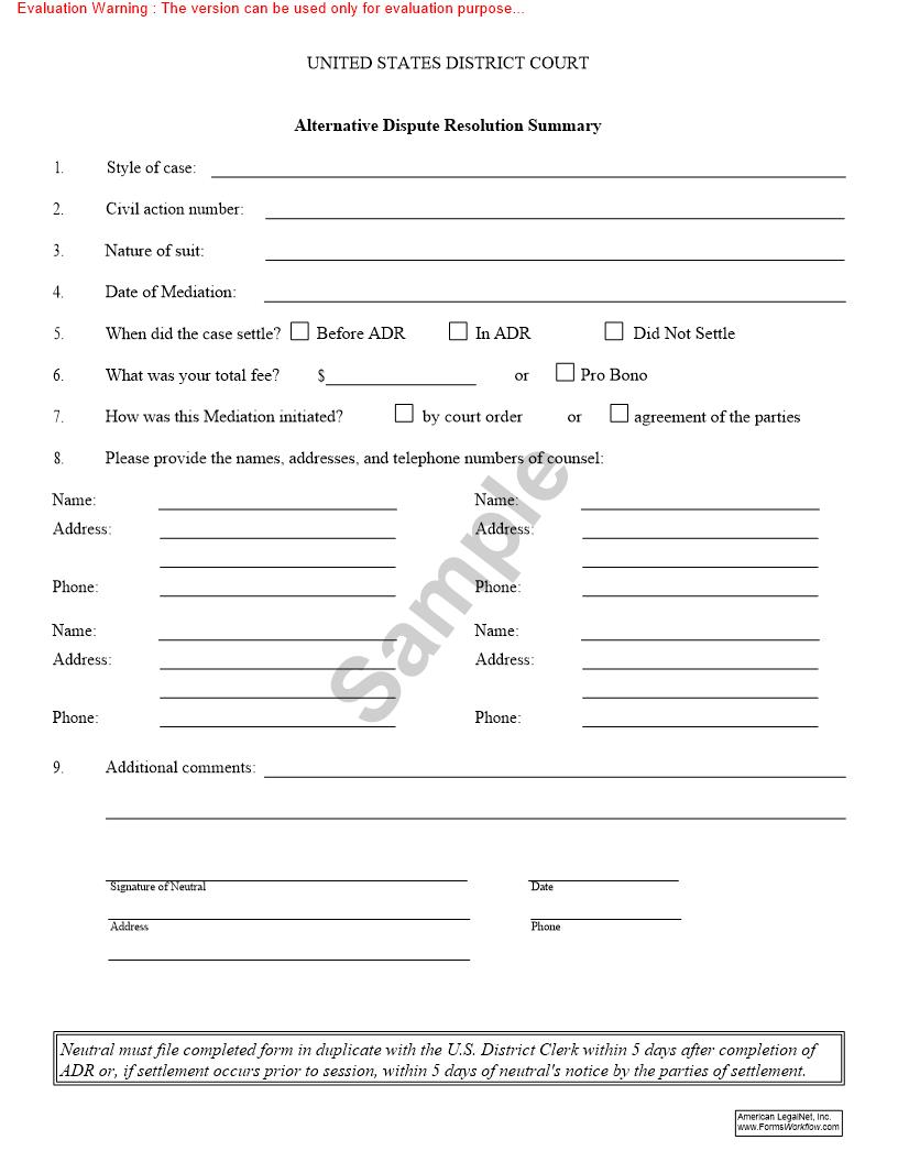 Alternative Dispute Resolution Summary | Pdf Fpdf Doc Docx | Texas