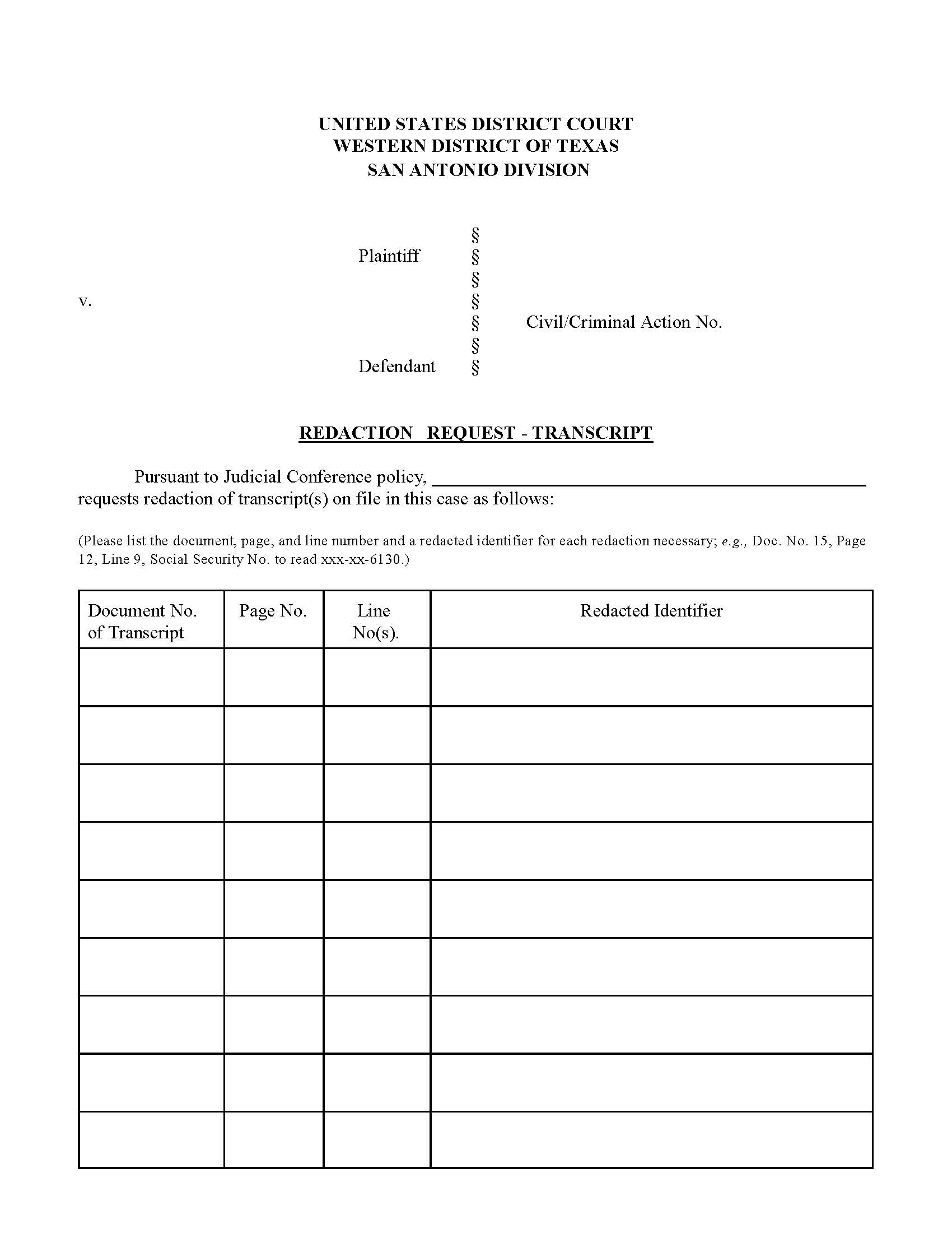 Redaction Request Transcript | Pdf Fpdf Doc Docx | Texas
