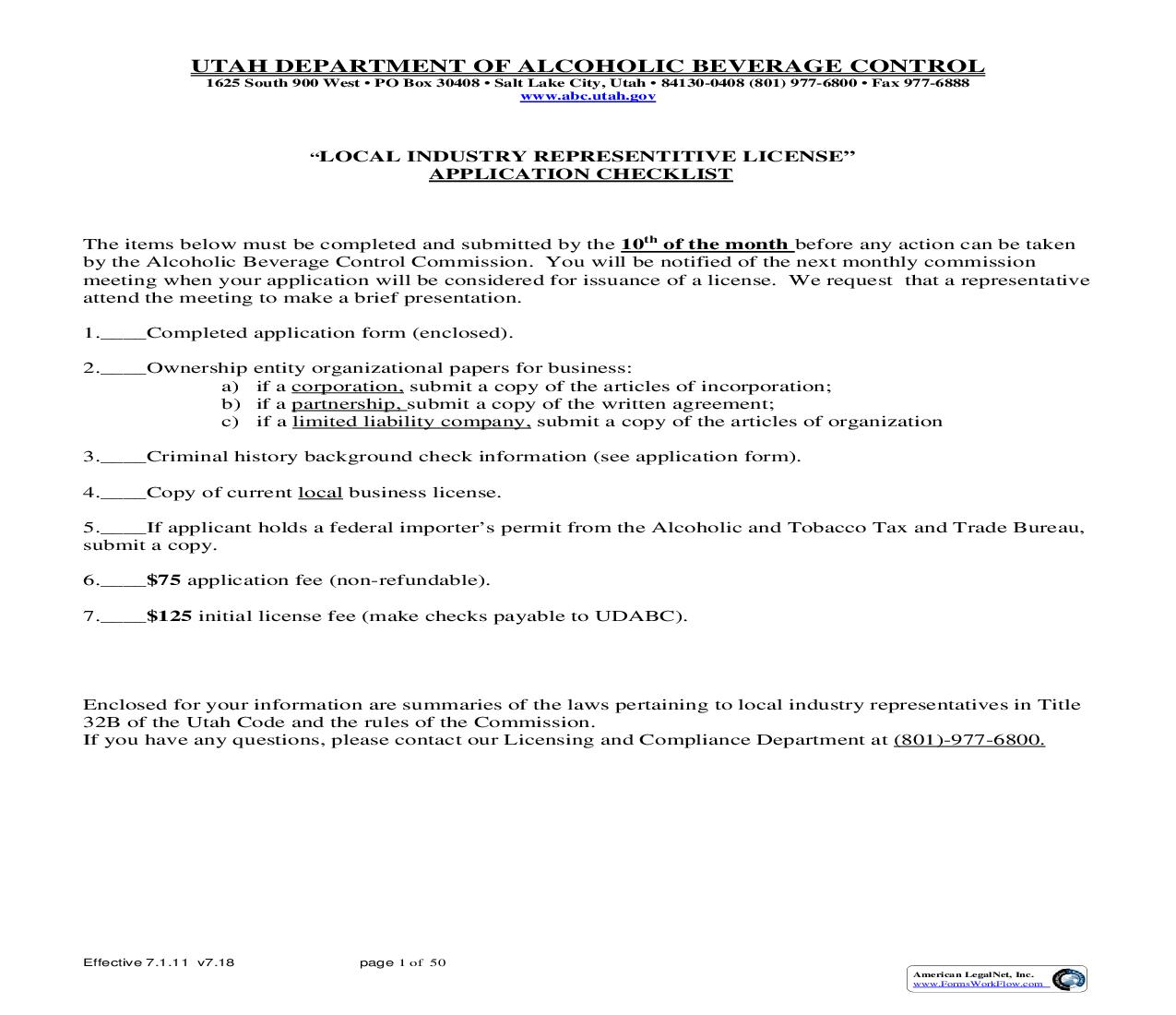 Local  Industry Representative License Application |  | Utah