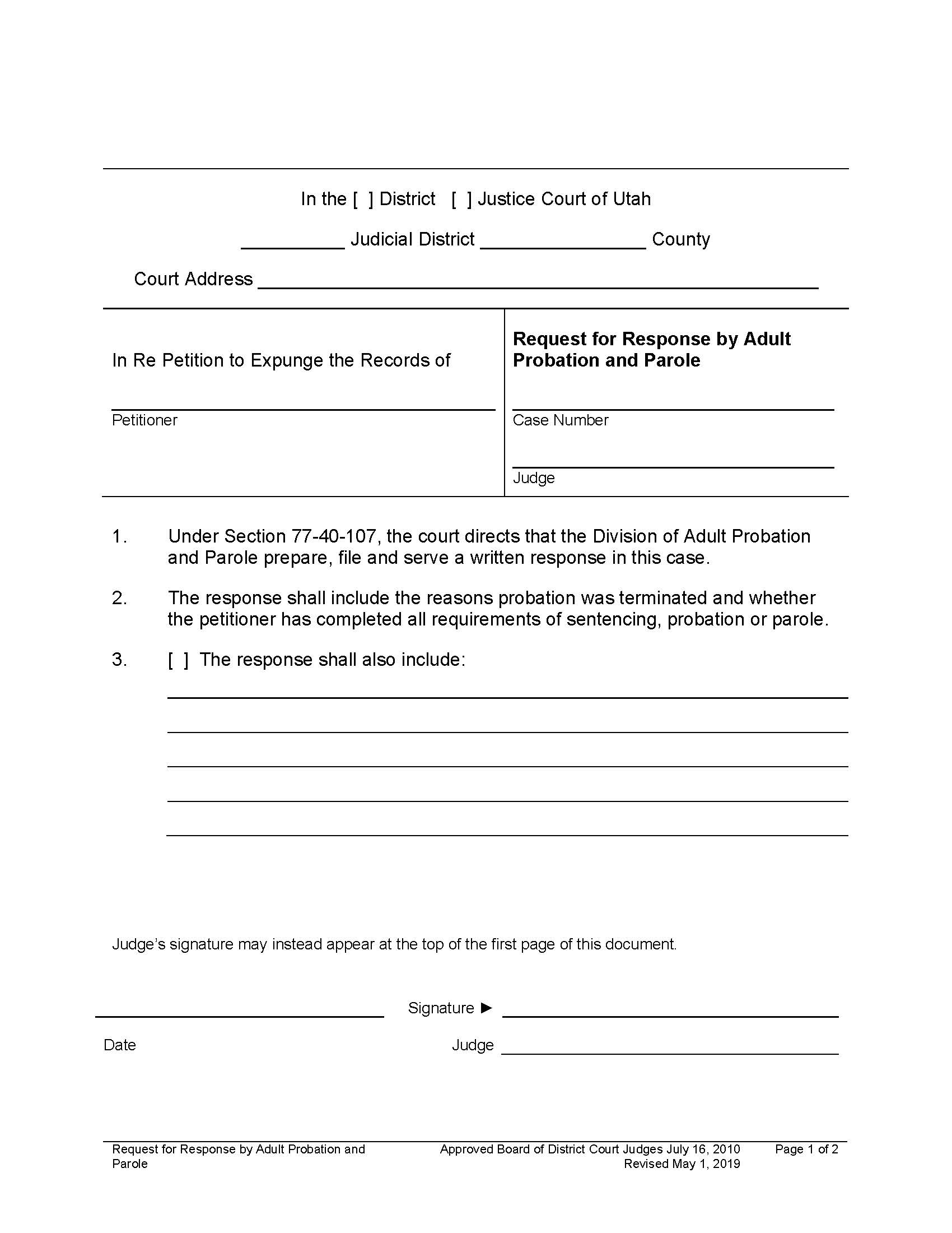 Request For Response By Adult Probation And Parole | Pdf Fpdf Docx | Utah