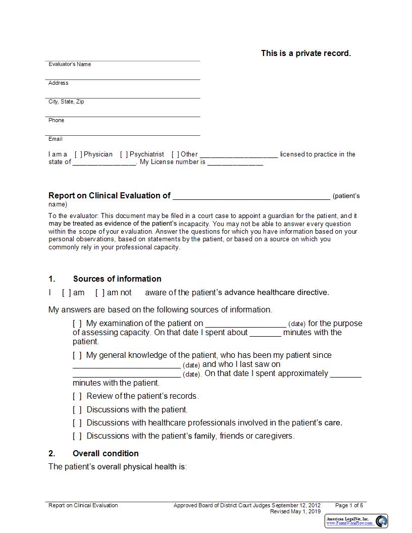 Report On Clinical Evaluation | Pdf Fpdf Docx | Utah