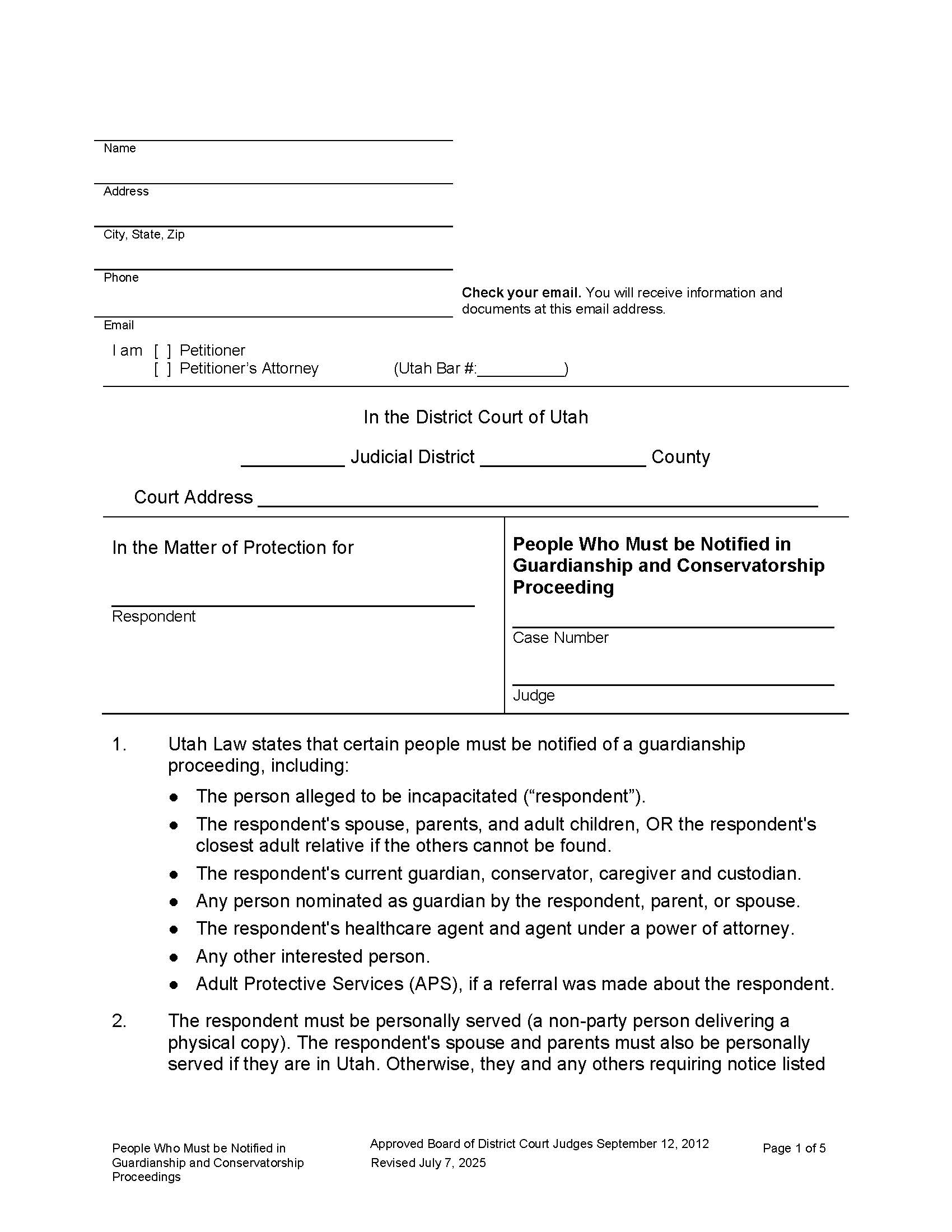 Schedule A - People Who Must Be Served With Notice Of Hearing (Adult) | Pdf Fpdf Docx | Utah