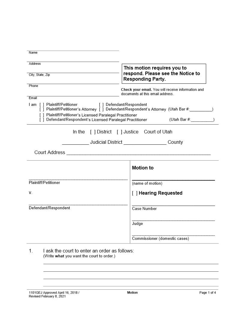 Motion {1101GEJ} | Pdf Fpdf Docx | Utah