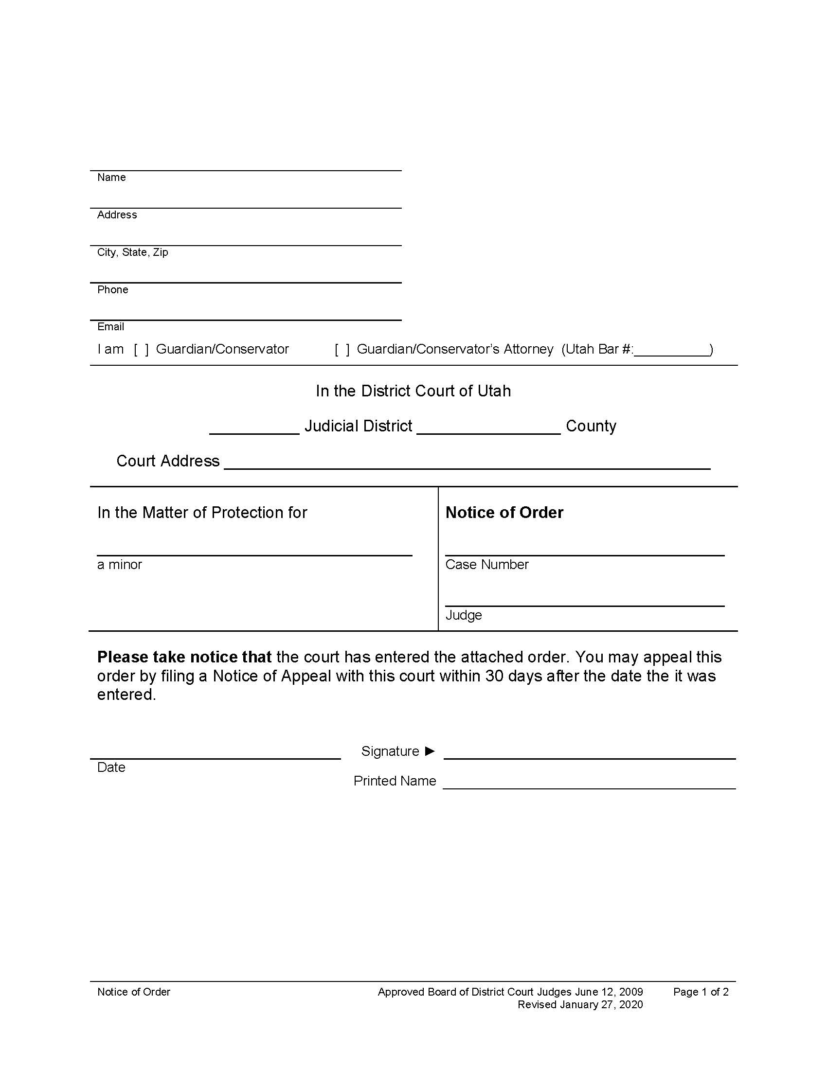 Notice Of Order | Pdf Fpdf Doc Docx | Utah