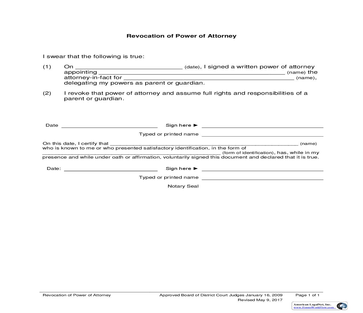 Revocation Of Power Of Attorney | Pdf Fpdf Doc Docx | Utah