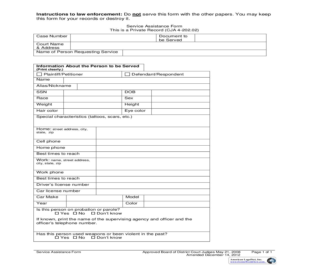 Service Assistance Form |  | Utah