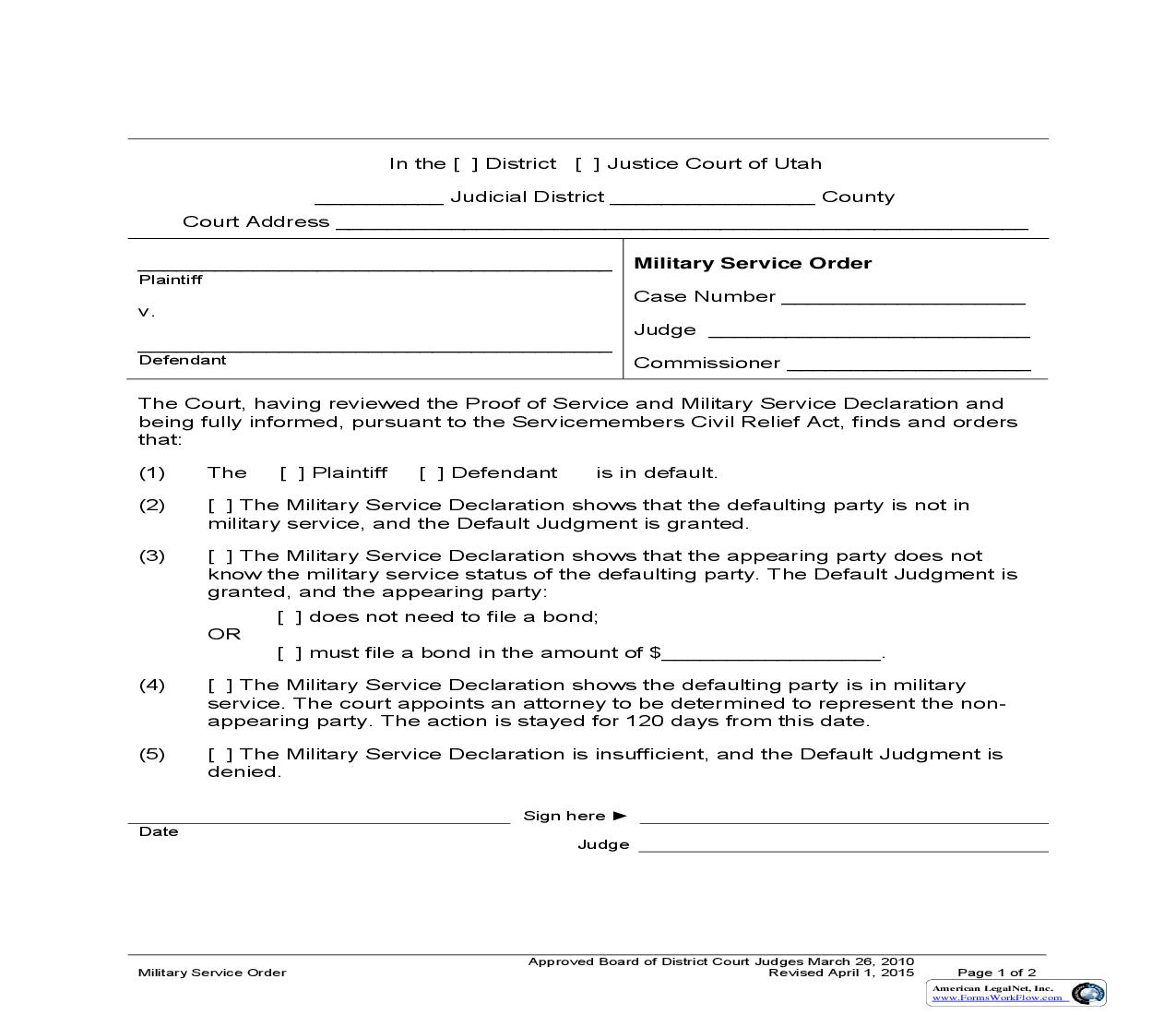 Military Service Order | Pdf Fpdf Doc Docx | Utah