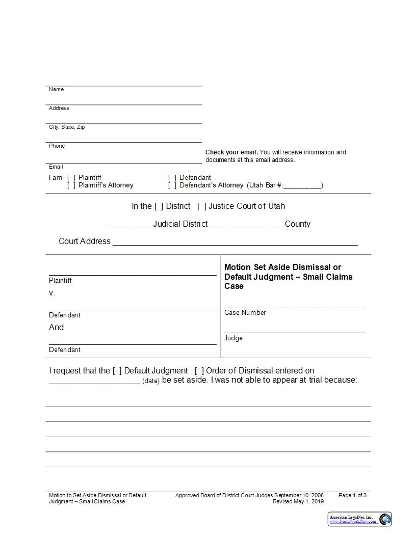Motion To Set Aside | Pdf Fpdf Docx | Utah