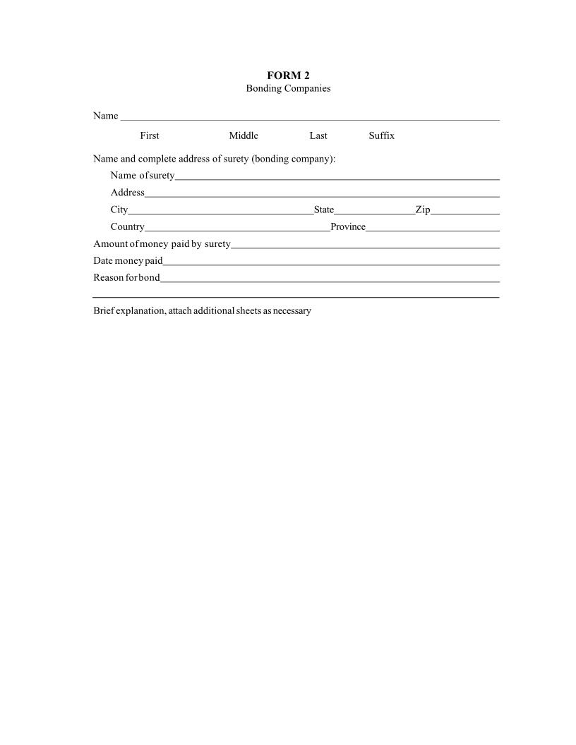 Form 2 Bonding Companies | Pdf Fpdf Docx | Utah