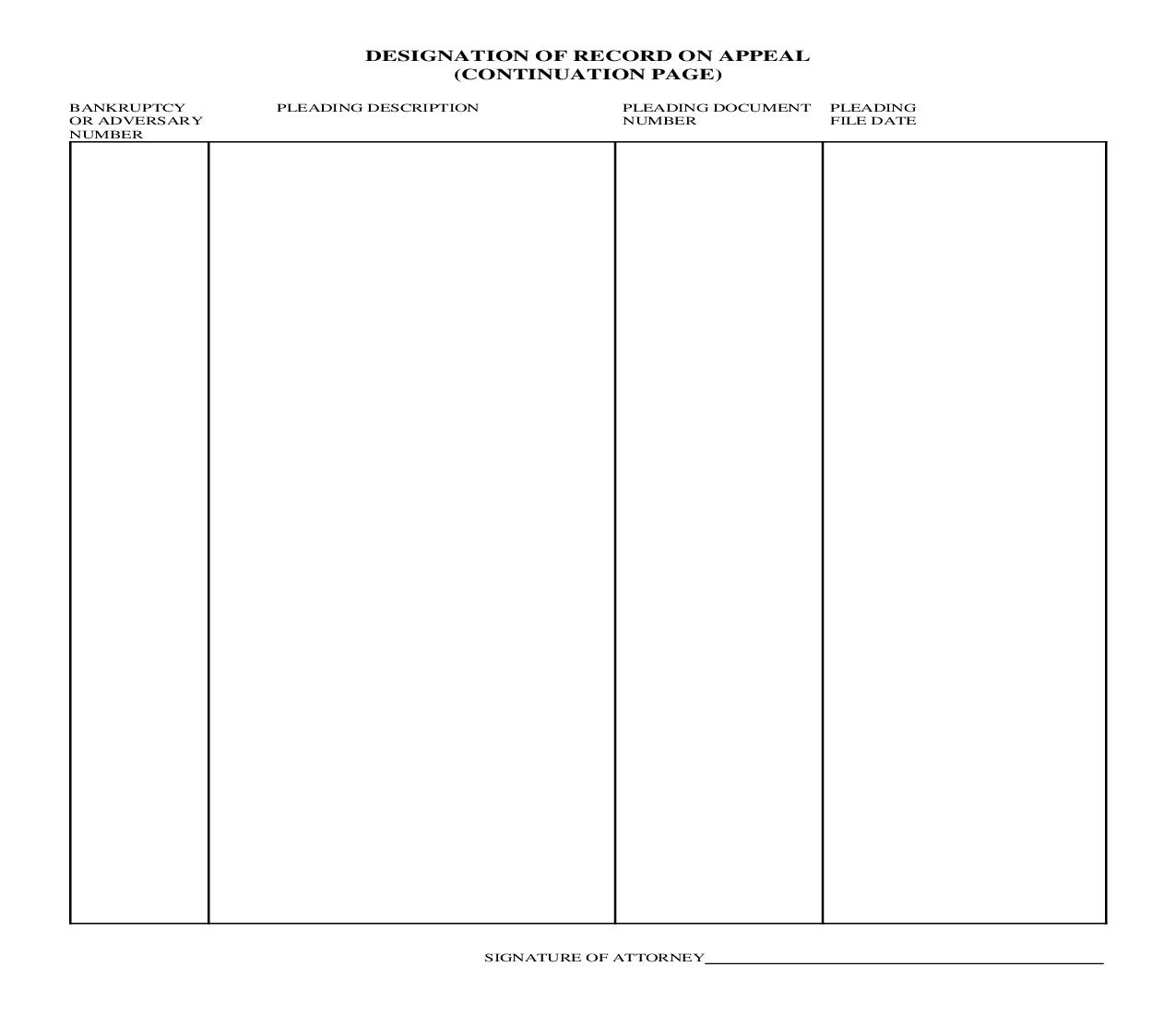 Designation Of Record On Appeal (Continuation Page) | Pdf Fpdf Doc Docx | Utah