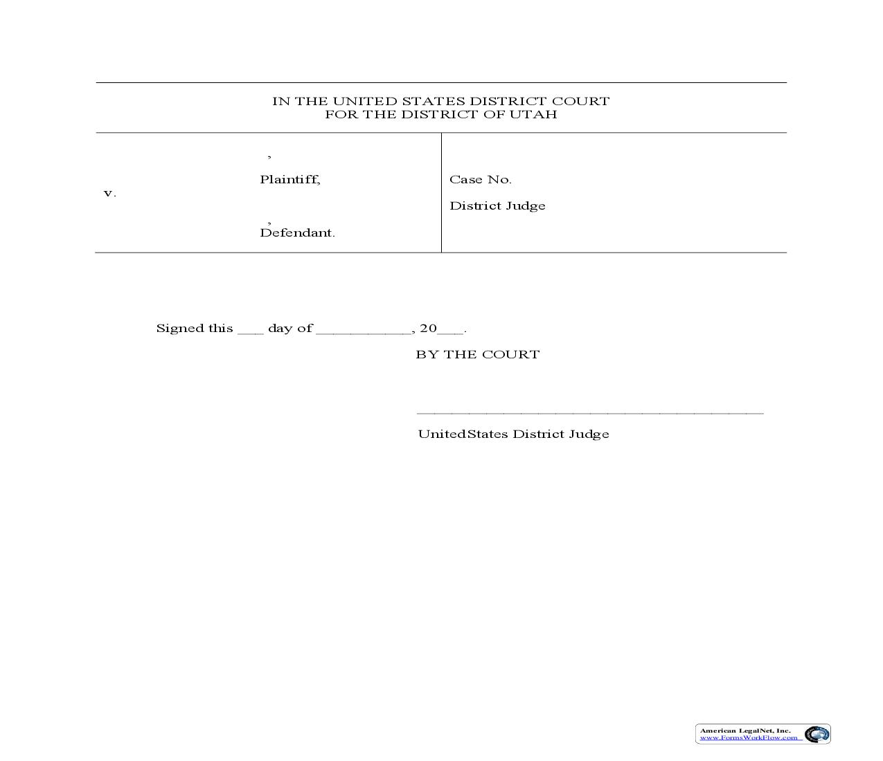 Proposed Order Form (Blank) | Pdf Fpdf Doc Docx | Utah