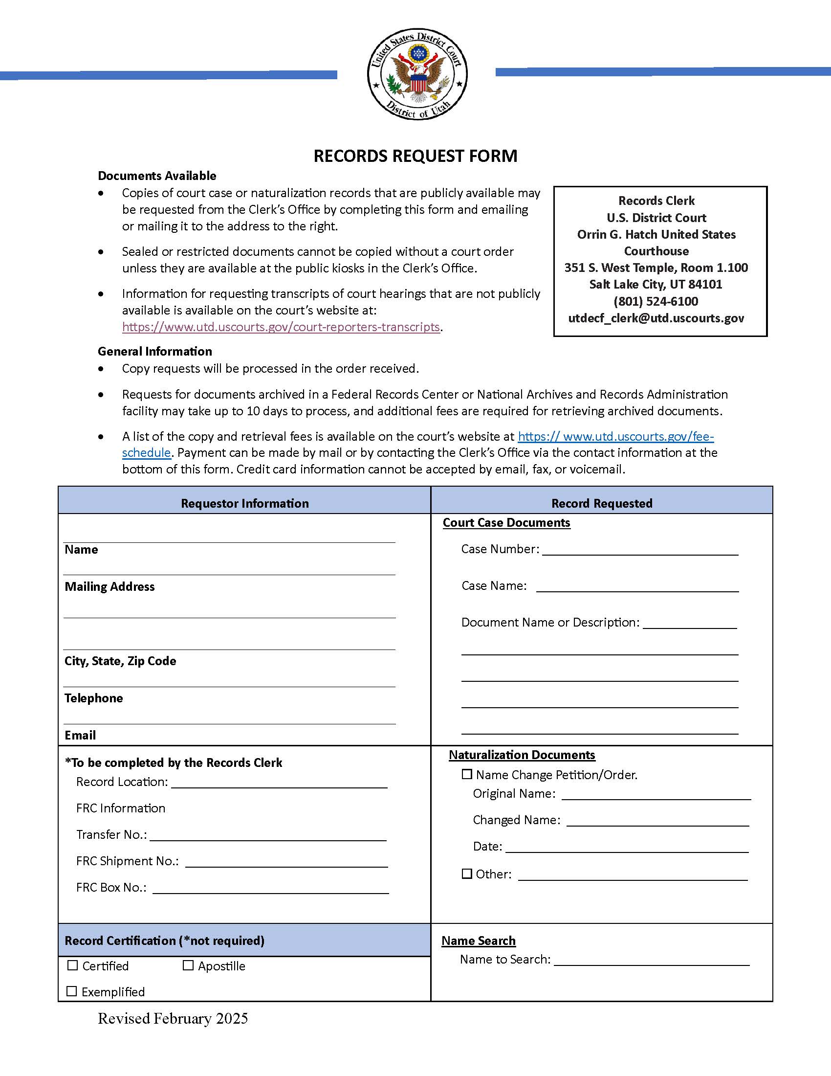 Records Request Form | Pdf Fpdf Doc Docx | Utah