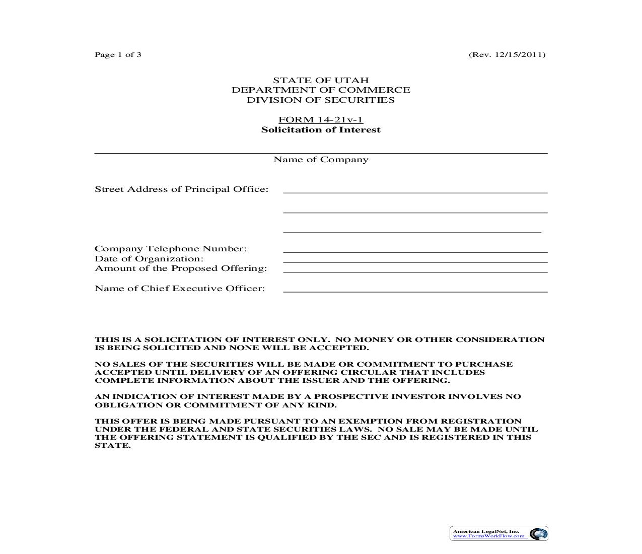 Solicitation Of Interest {14-21V} | Pdf Fpdf Doc Docx | Utah