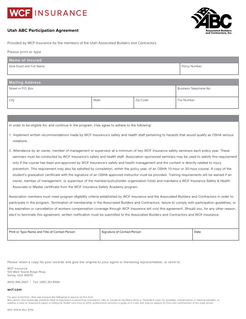 ABC Participation Agreement {1018-IE} | Pdf Fpdf Docx | Utah