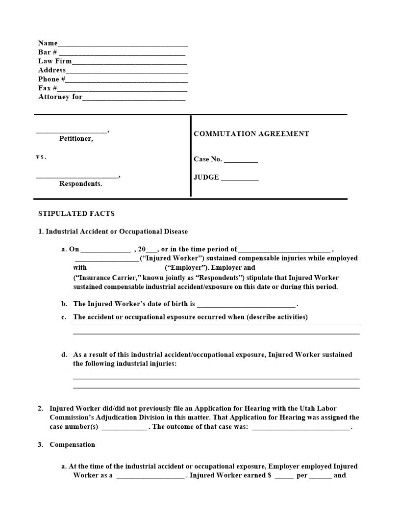 Commutation Agreement | Pdf Fpdf Docx | Utah