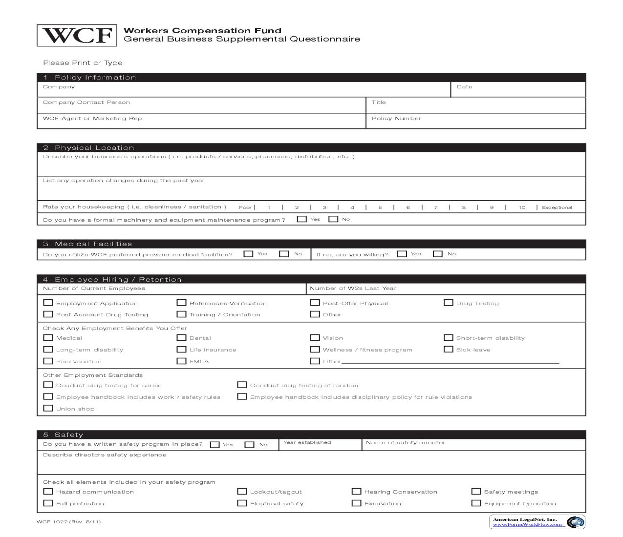 General Business Supplemental Questionnaire {1022} | Pdf Fpdf Doc Docx | Utah