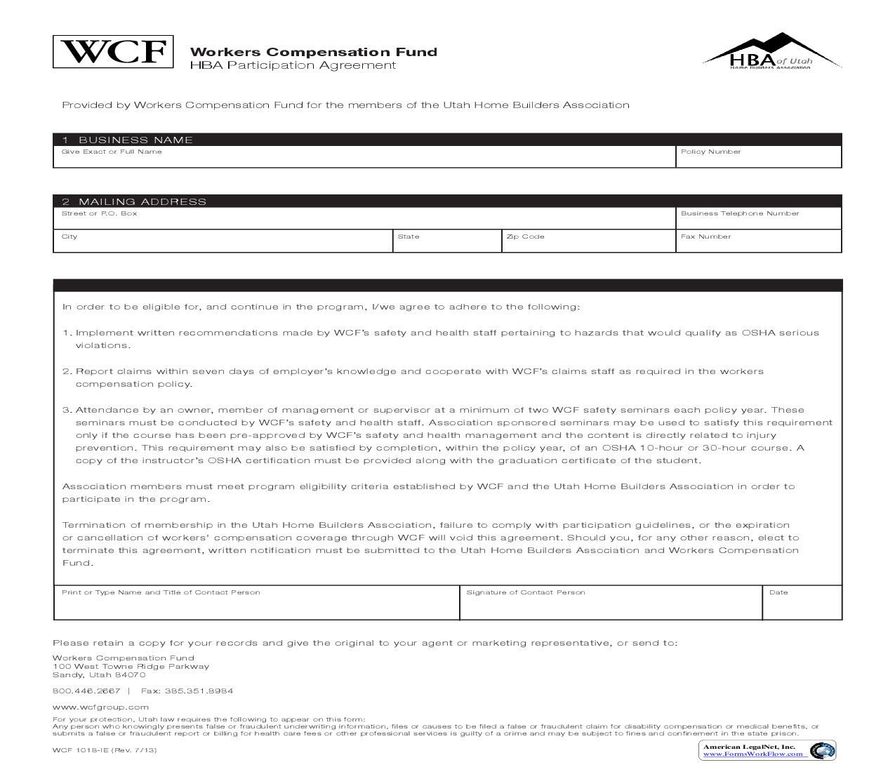 HBA Participation Agreement {1018-IE} | Pdf Fpdf Doc Docx | Utah