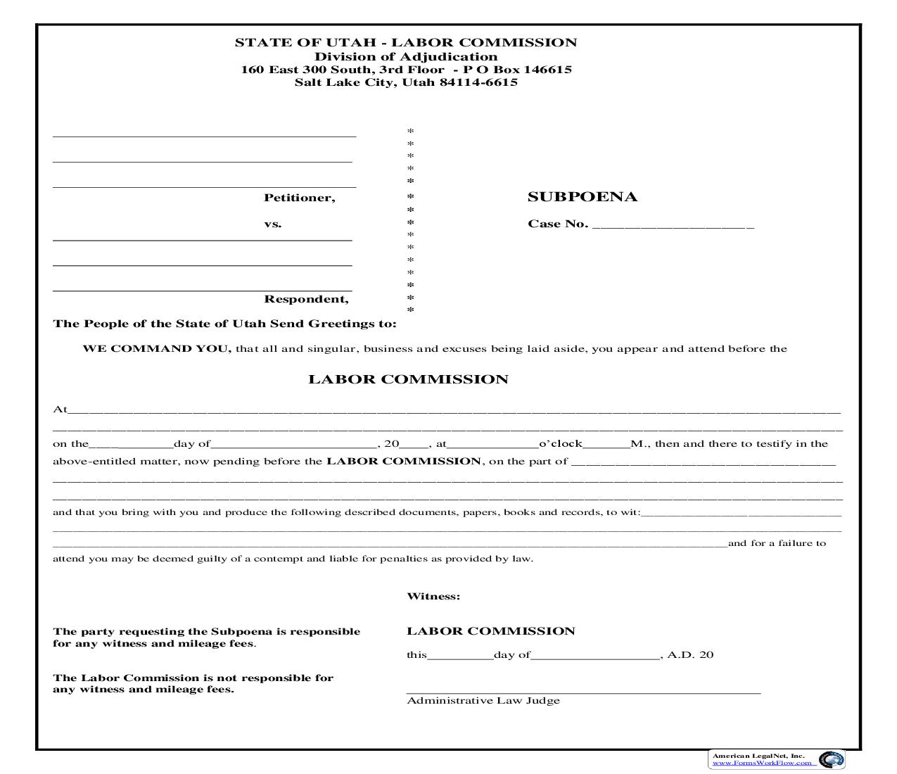 Subpoena | Pdf Fpdf Doc Docx | Utah