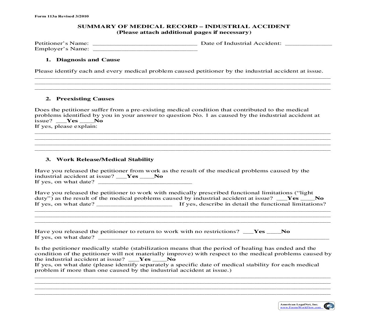 Summary Of Medical Record Industrial Accident {113a} | Pdf Fpdf Doc Docx | Utah