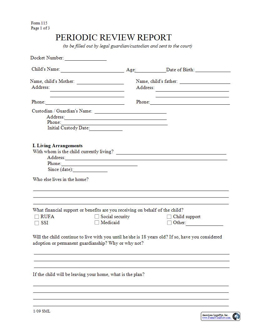 Periodic Review Report {115} | Pdf Fpdf Docx | Vermont