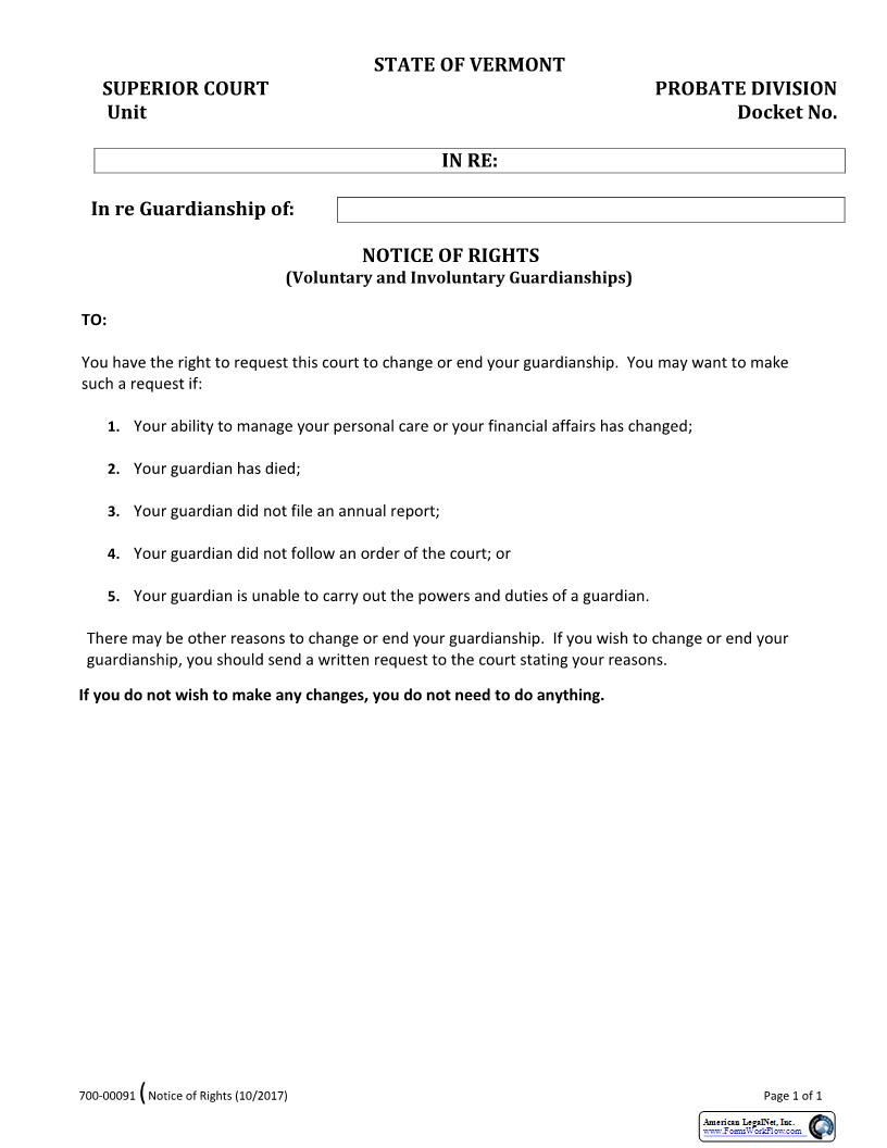 Notice Of Rights {700-00091} | Pdf Fpdf Docx | Vermont