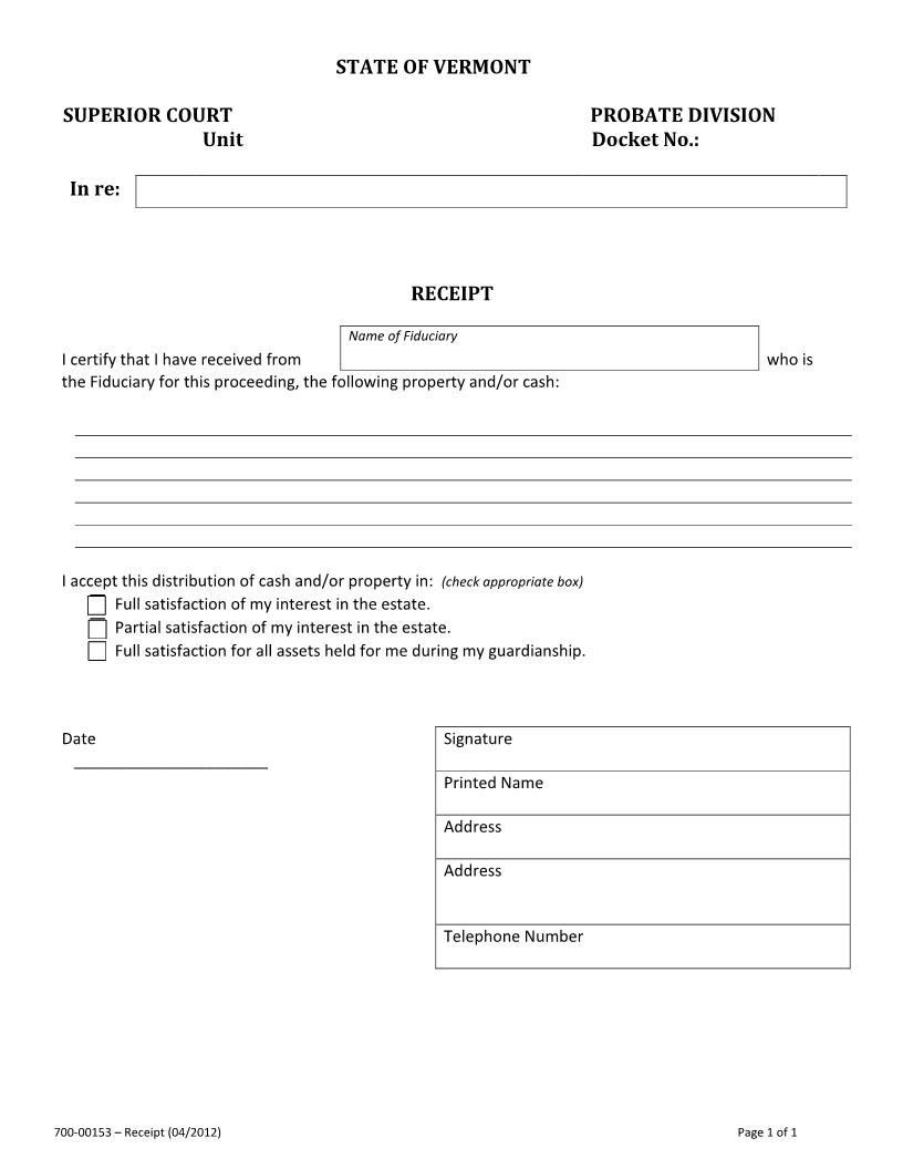 Receipt {700-00153} | Pdf Fpdf Docx | Vermont
