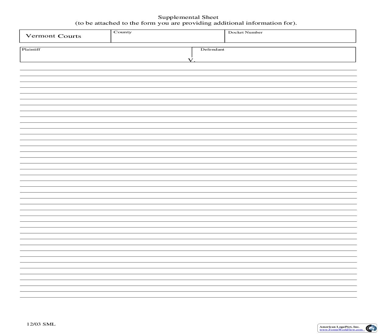 Supplemental Sheet | Pdf Fpdf Doc Docx | Vermont