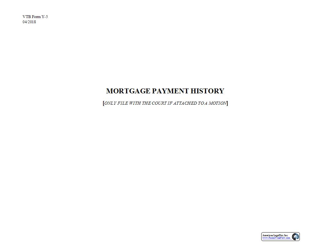 Model Mortgage Payment History {Y-5} | Pdf Fpdf Docx | Vermont