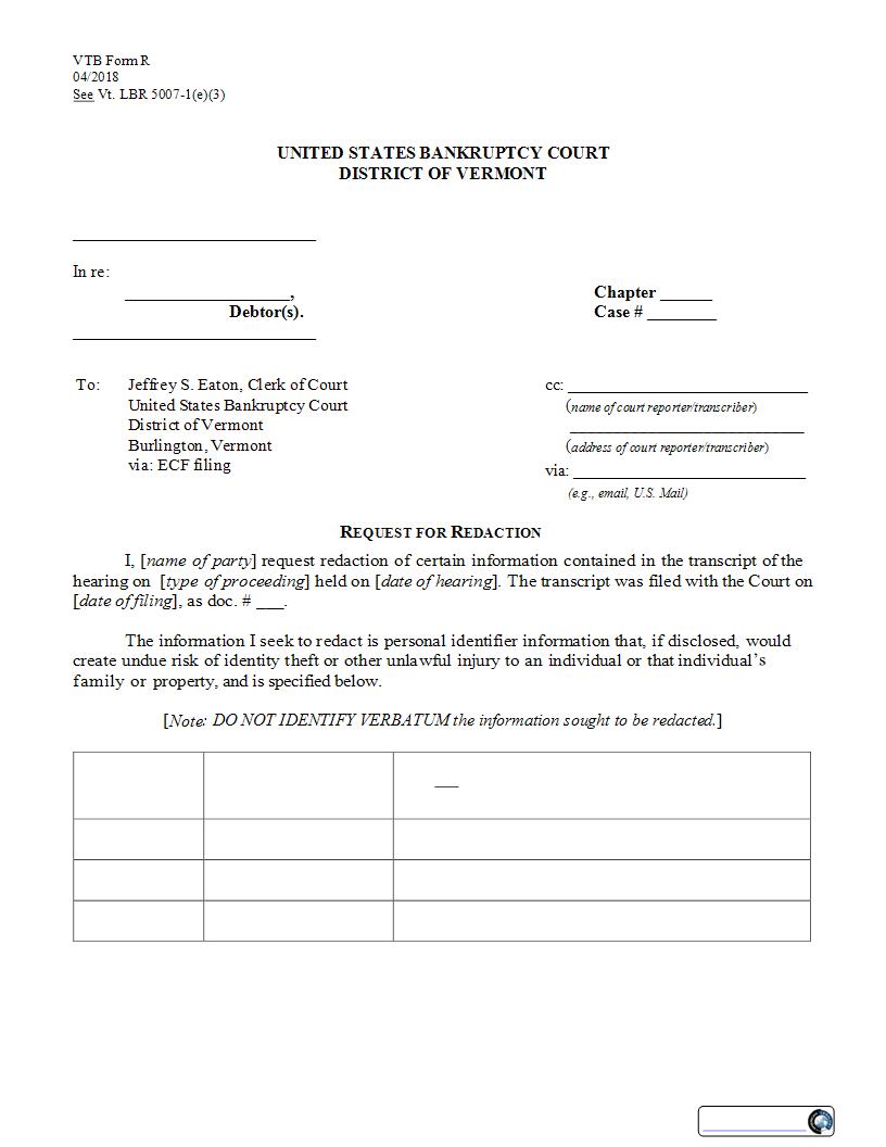 Request For Redaction {R} | Pdf Fpdf Docx | Vermont