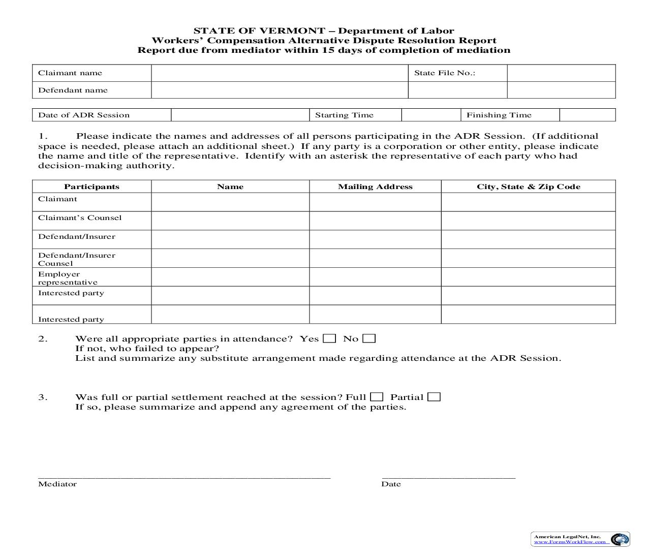 Alternative Dispute Resolution Report | Pdf Fpdf Doc Docx | Vermont
