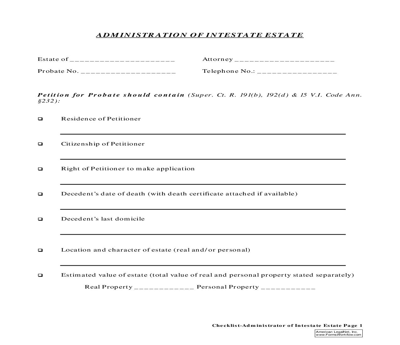 Administration Of Intestate Estate | Pdf Fpdf Doc Docx | Virgin Islands