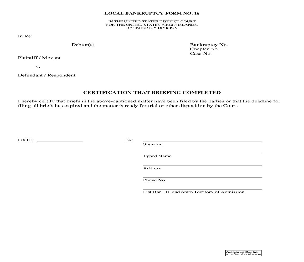 Certification That Briefing Completed {16} | Pdf Fpdf Doc Docx | Virgin Islands