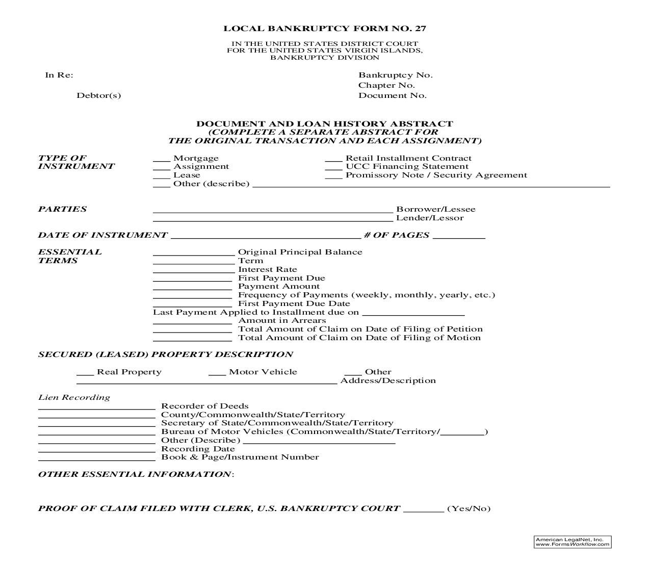 Document And Loan History Abstract {27} | Pdf Fpdf Doc Docx | Virgin Islands