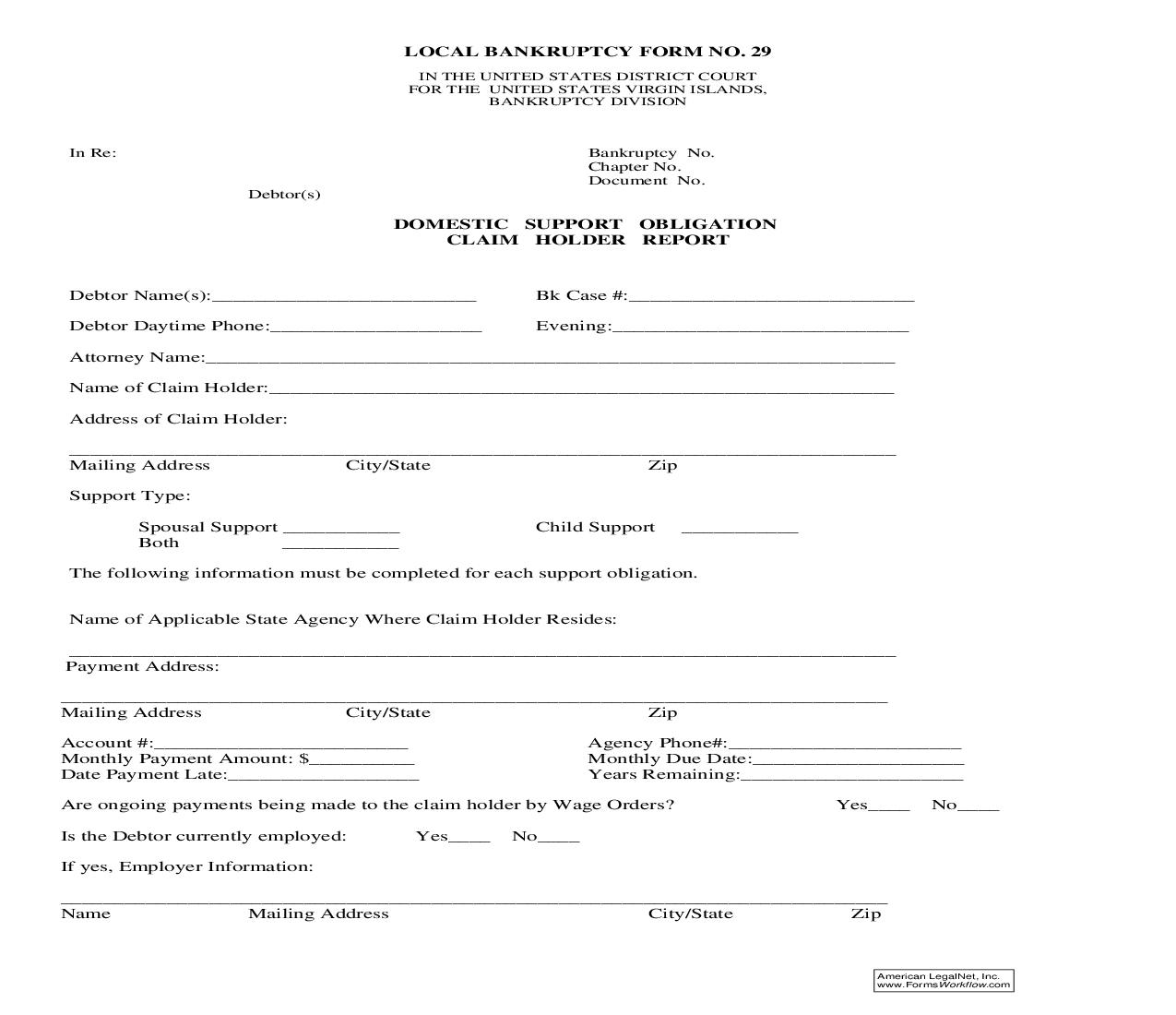 Domestic Support Obligation Claim Holder Report {29} | Pdf Fpdf Doc Docx | Virgin Islands