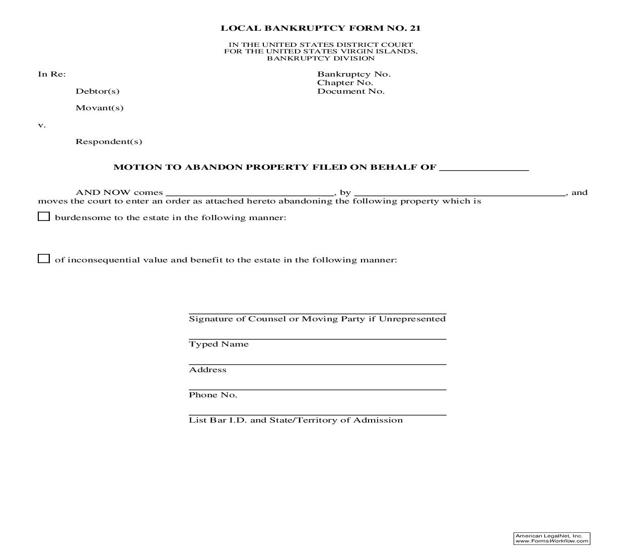 Motion To Abandon Property {21} | Pdf Fpdf Doc Docx | Virgin Islands