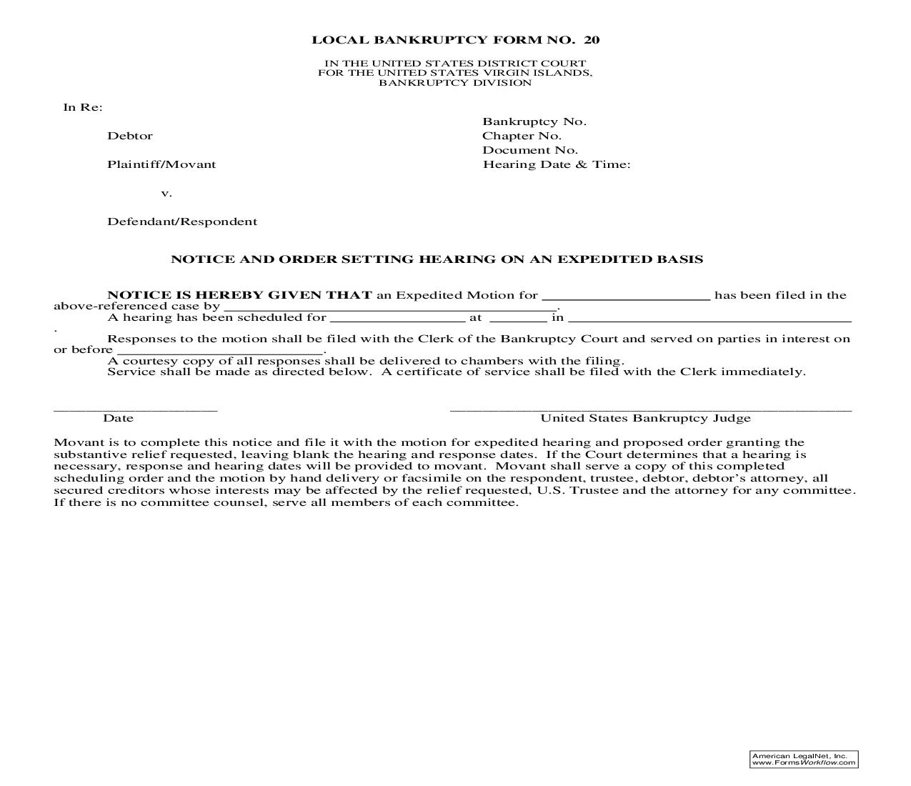 Notice And Order Setting Hearing On An Expedited Basis {20} | Pdf Fpdf Doc Docx | Virgin Islands
