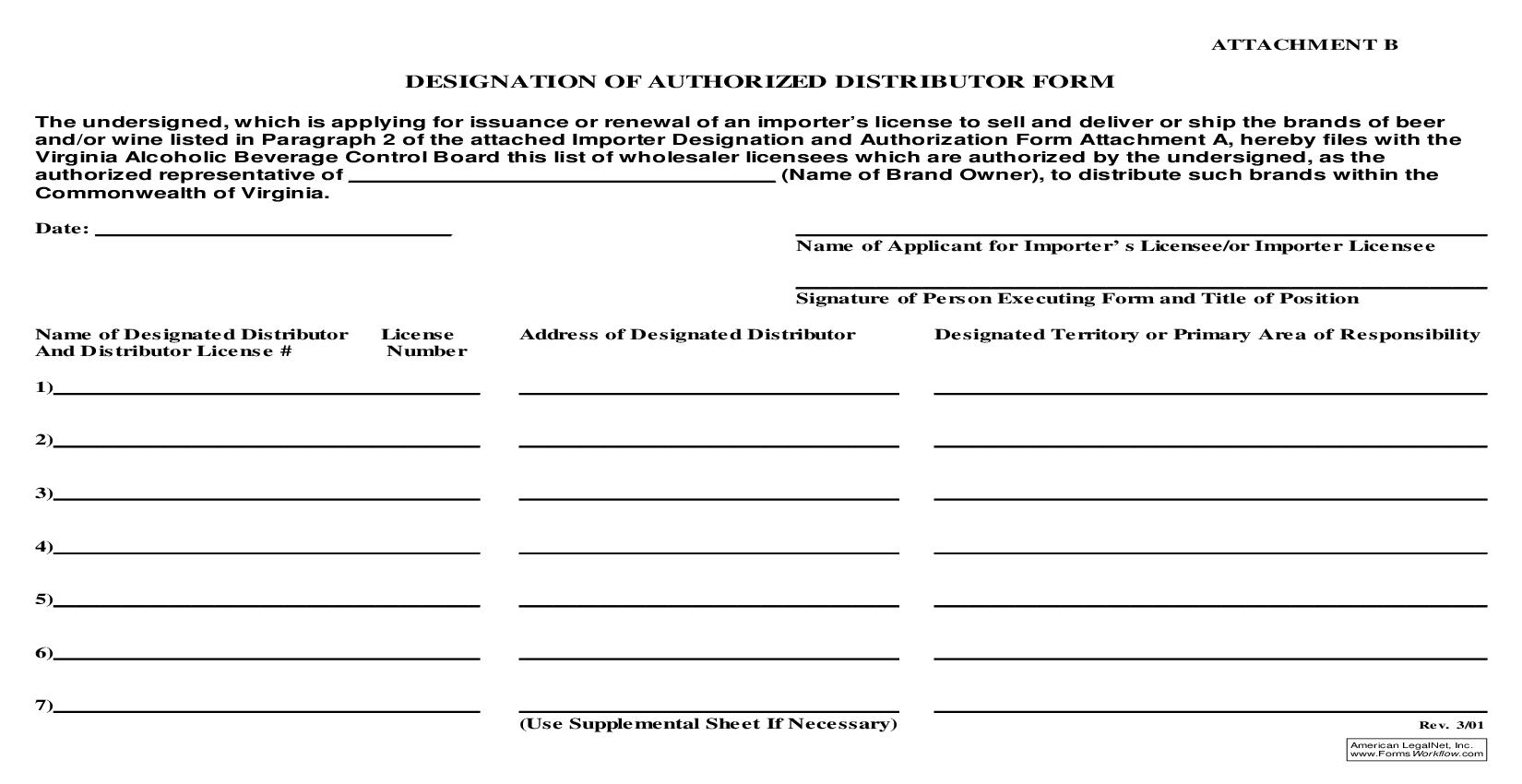 Designation Of Authorized Distribution Form |  | Virginia