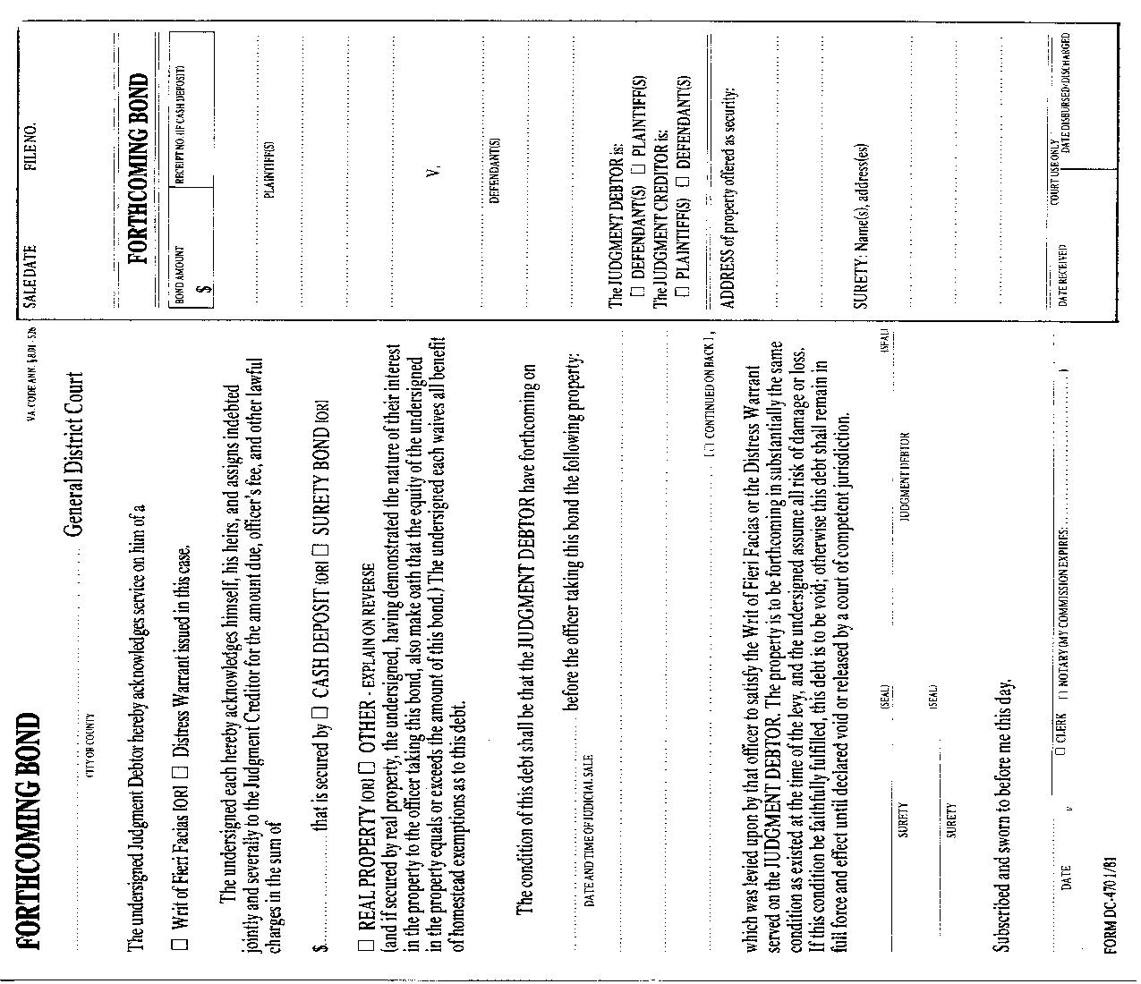 Forthcoming Bond {DC-470} | Pdf Fpdf Doc Docx | Virginia