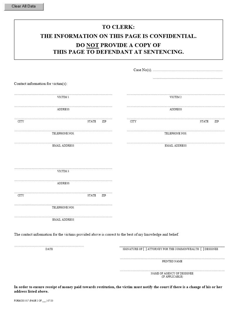 Victim Contact Information {DC-317} | Pdf Fpdf Docx | Virginia
