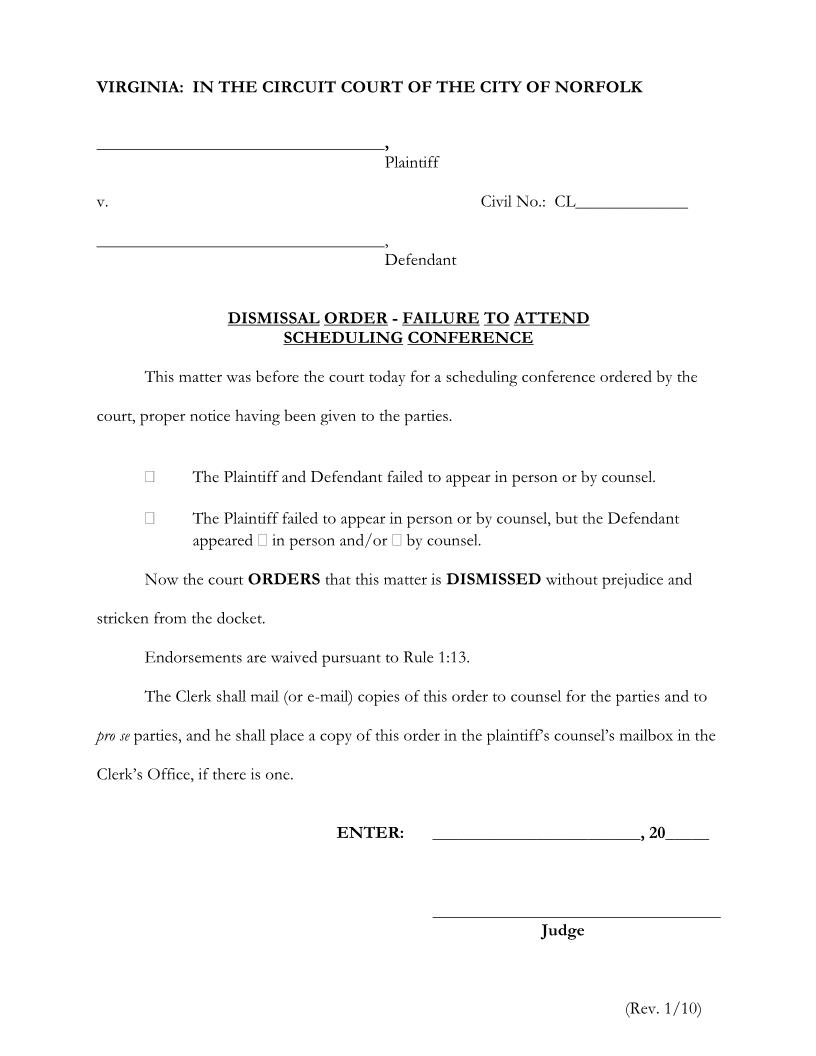 Dismissal Order | Pdf Fpdf Docx | Virginia