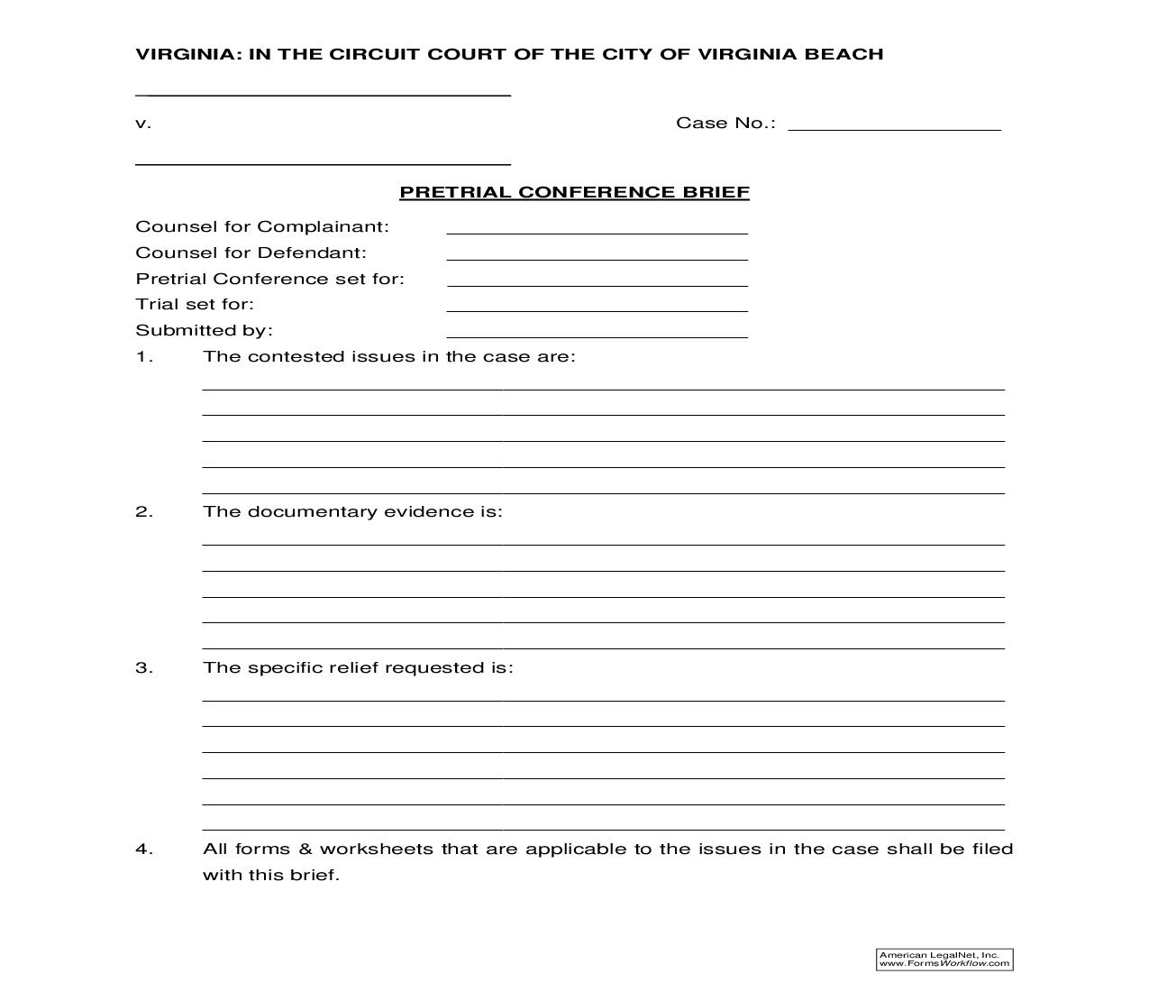 Pretrial Conference Brief | Pdf Fpdf Doc Docx | Virginia