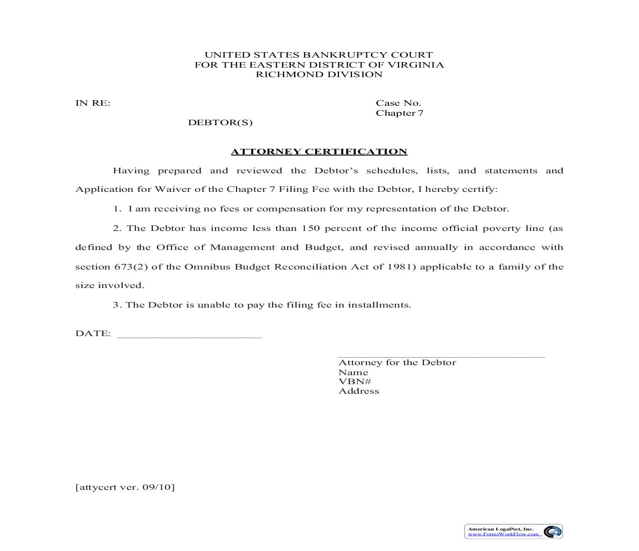 Attorney Certification | Pdf Fpdf Doc Docx | Virginia