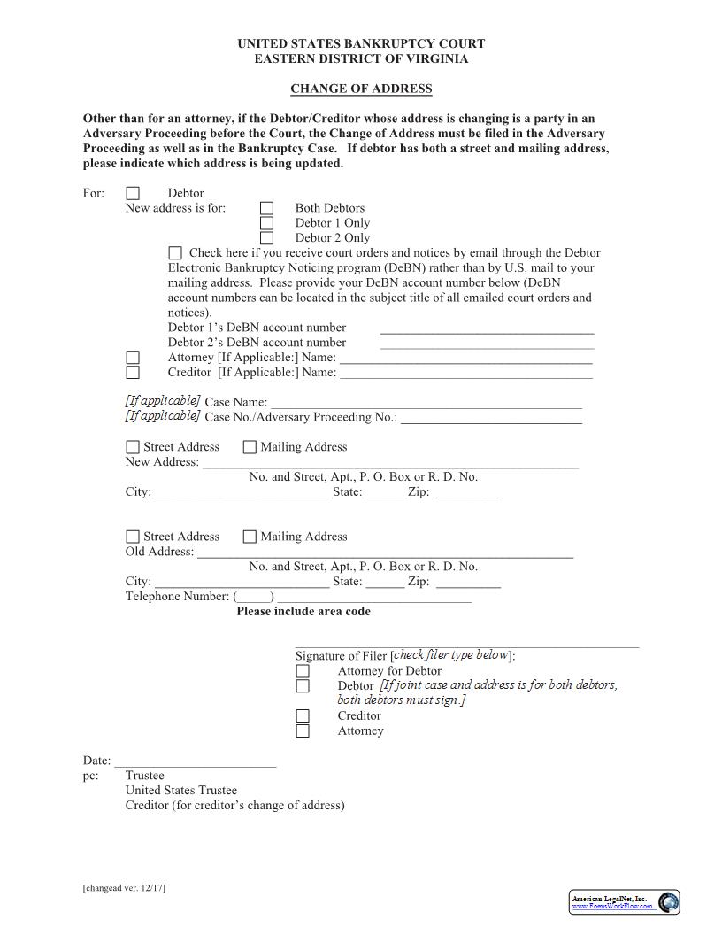 Change Of Address | Pdf Fpdf Docx | Virginia