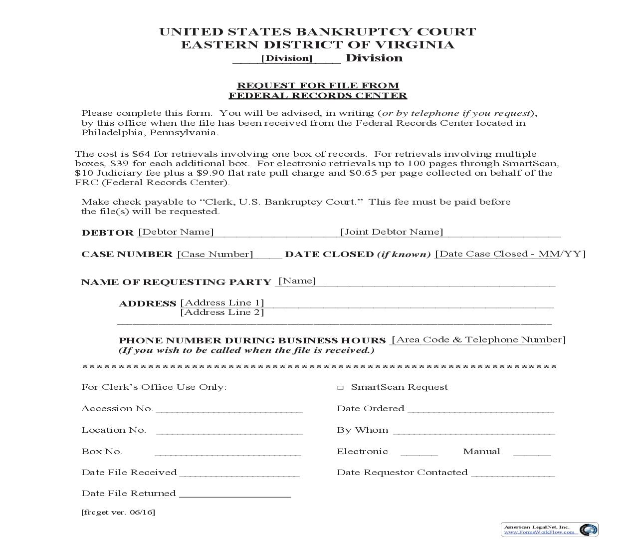 Request For File From Federal Records Center | Pdf Fpdf Doc Docx | Virginia