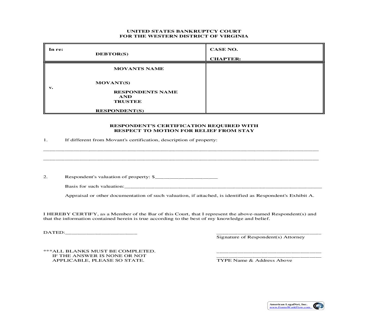 Respondent Certification | Pdf Fpdf Doc Docx | Virginia